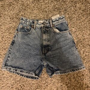 Zara Light Blue High-Rise Denim Shorts